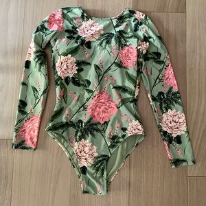 Agua Bendita for Target Peony Print Long Sleeve One Piece Swimsuit